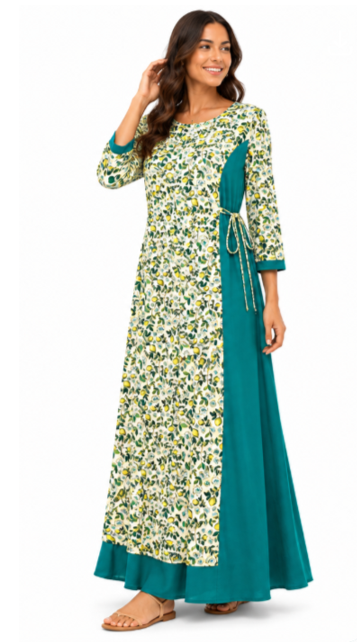 TANS TWO TONE LONG DRESS 005